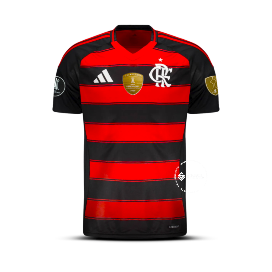 Camisa Flamengo Home 25/26 - Versão Jogador + Patchs de Campeão da Libertadores