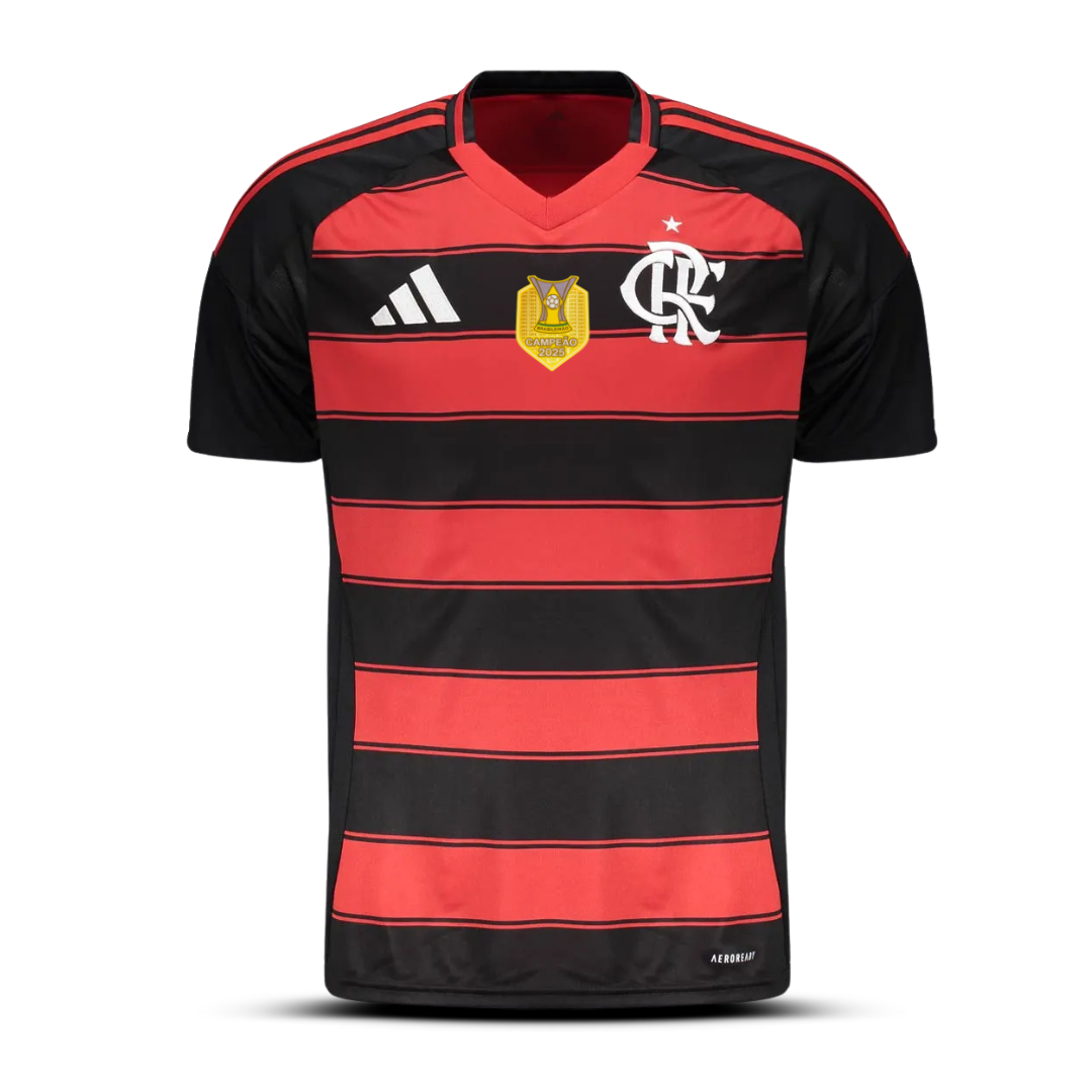 Camisa Flamengo Home 25/26 - Versão Jogador com Patch de Campeão Brasileiro