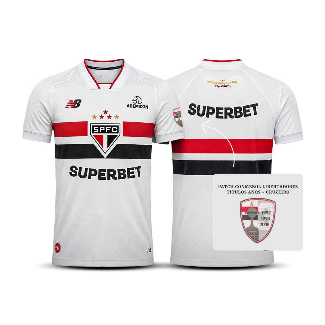 Camisa do São Paulo Home 2026 + Patch Libertadores Títulos Anos - Pronta entrega