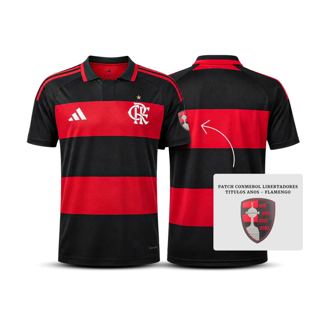 Camisa do Flamengo Home 2026 + Patch Libertadores Títulos Anos - Pronta entrega