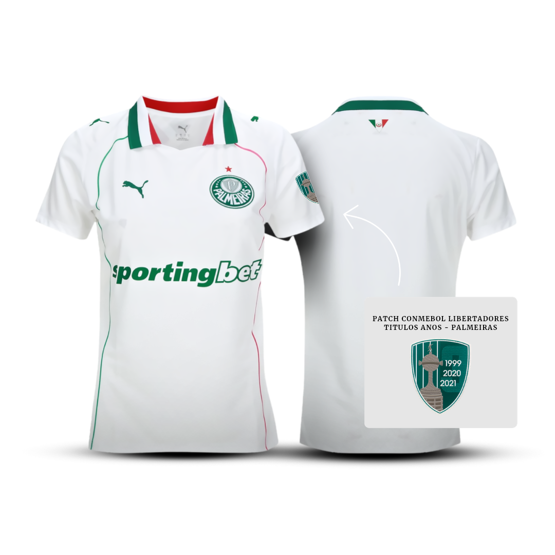 Camisa do Palmeiras Away 2026 Feminina + Patch Libertadores Títulos Anos - Pronta entrega
