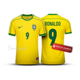 Camisa Brasil Home Retrô - 1998 Ronaldo Fenômeno - Pronta entrega