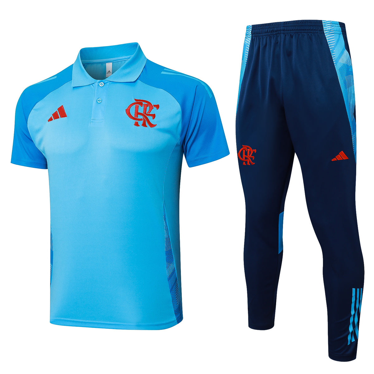 Conjunto Treino Flamengo 2025 Azul Claro - Camisa Polo + Calça