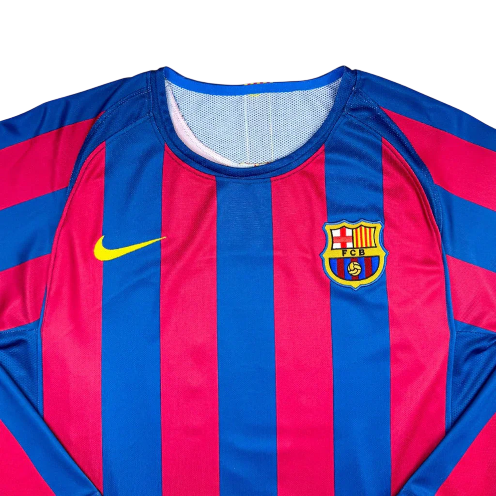 Camisa Barcelona Home 2007/08 Retrô Manga Longa