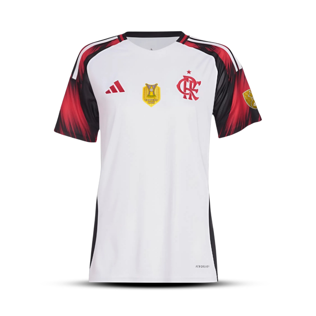 Camisa do Flamengo Feminina Away - 2025/2026 + Patchs Libertadores e Brasileiro