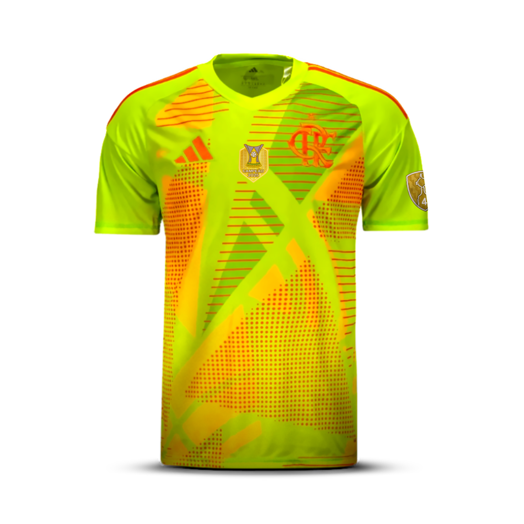 Camisa do Flamengo Goleiro Home - 2025/2026 + Patchs Libertadores e Brasileiro