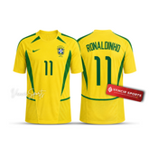 Camisa Brasil Home Retrô - 2002 Ronaldinho - Pronta entrega
