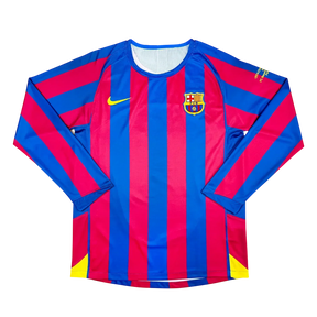 Camisa Barcelona Home 2007/08 Retrô Manga Longa
