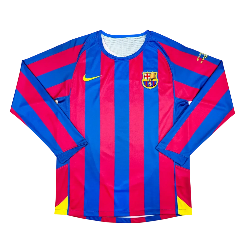 Camisa Barcelona Home 2007/08 Retrô Manga Longa