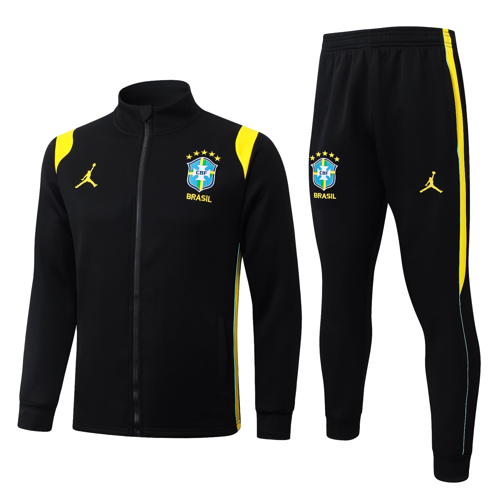 Conjunto de Inverno Brasil Jordan 2026 - Preto e amarelo