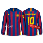 Camisa Barcelona Nike Ronaldinho Reedição Home 2005/06 Retrô Manga Longa