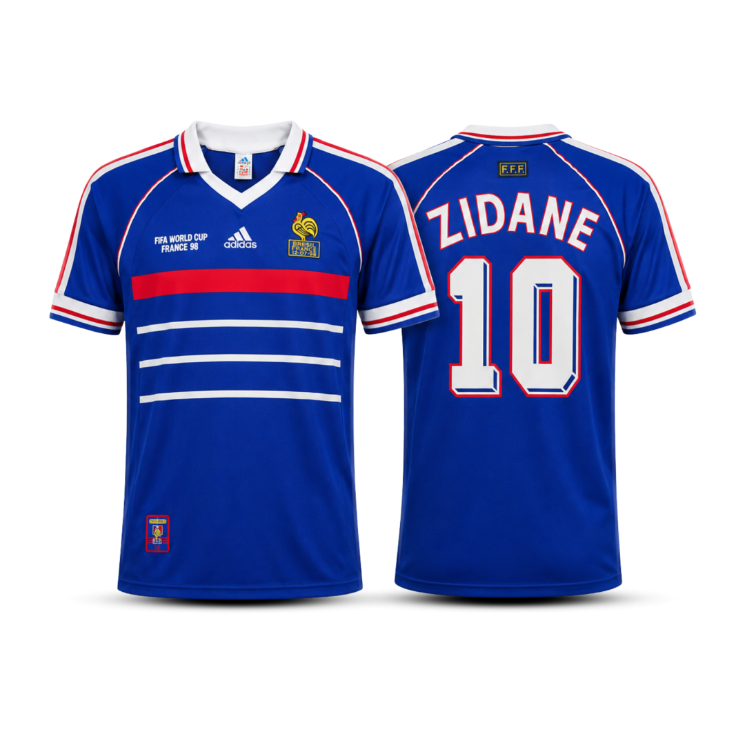 Camisa França Home Retrô 1998 - Zidane - Pronta entrega