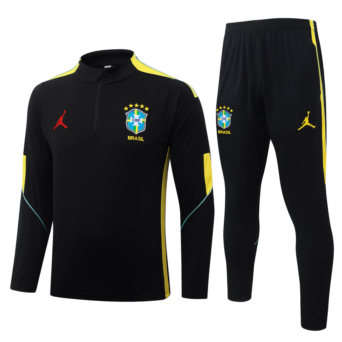 Conjunto de Inverno Brasil Jordan 2026 - Preto e amarelo