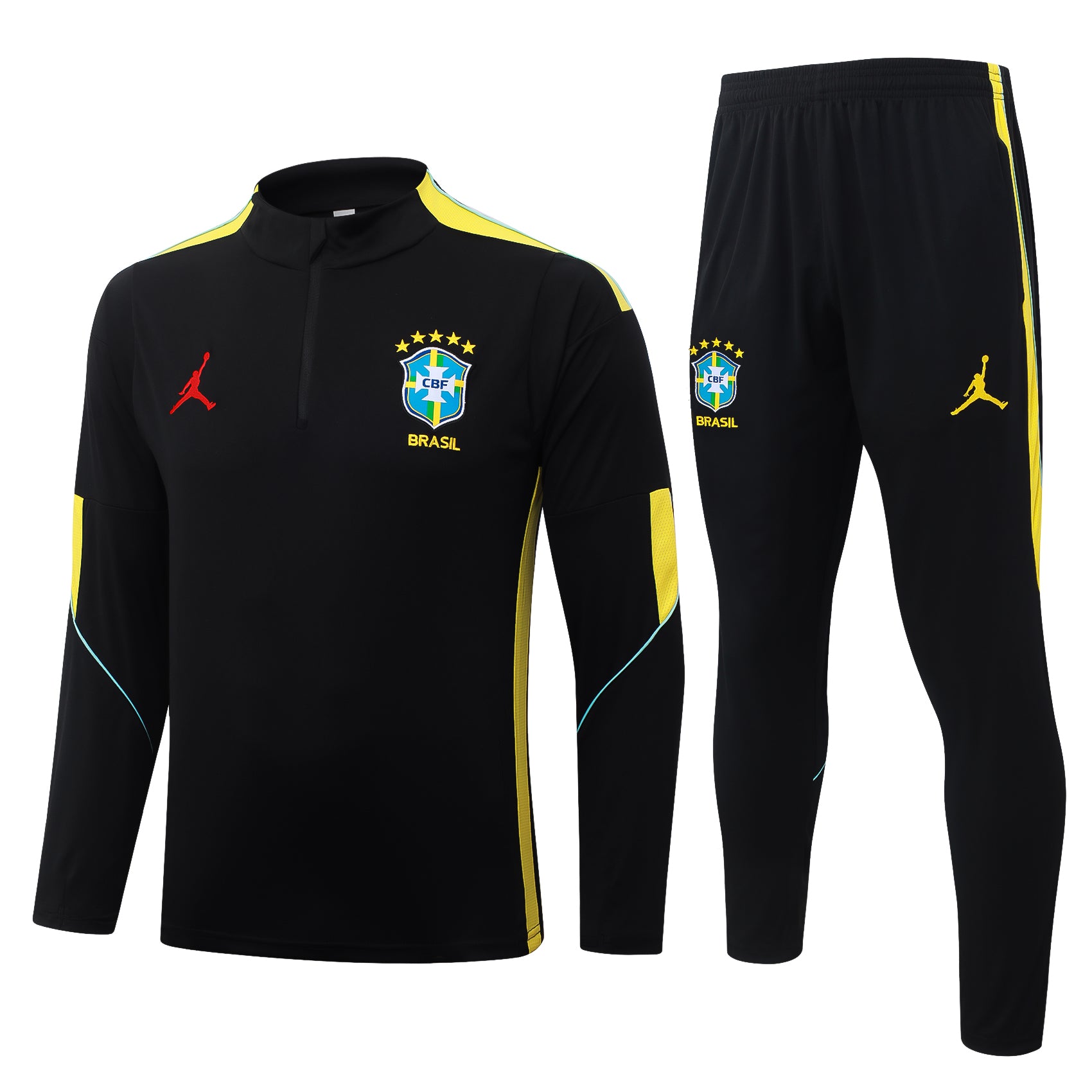 Conjunto de Inverno Brasil Jordan 2026 - Preto e amarelo