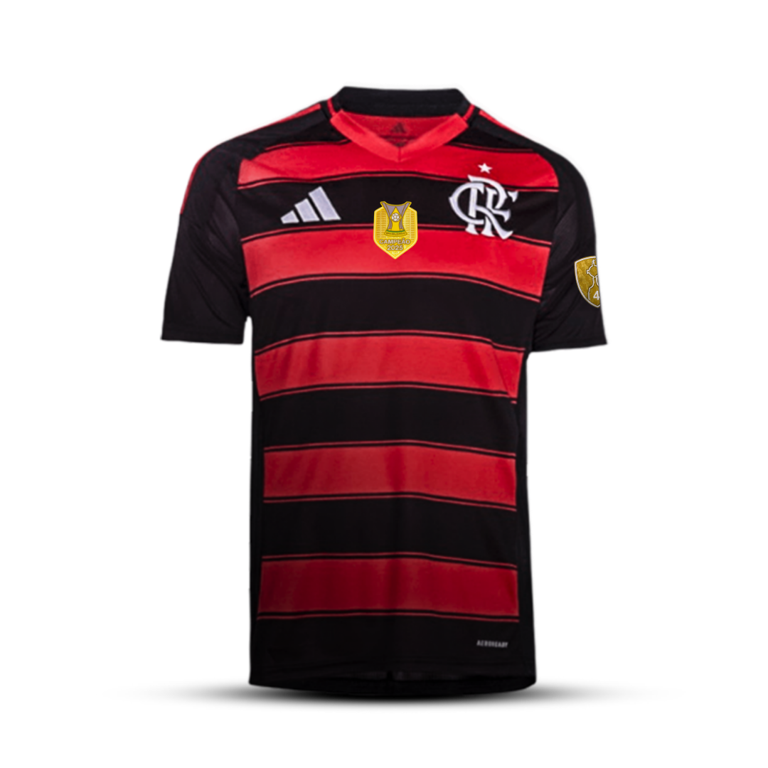 Camisa do Flamengo Home - 2025/2026 + Patchs Libertadores e Brasileiro