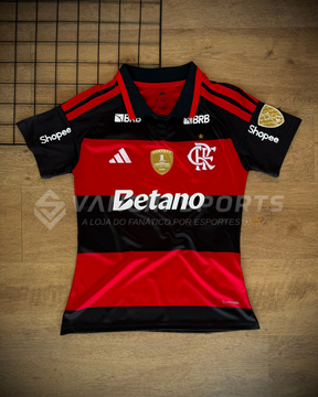 Camisa Flamengo Home 2026 Feminina - Pronta entrega - Patrocínios com patchs libertadores