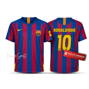 Camisa Barcelona Home Retrô 2005 - Ronaldinho - Pronta entrega