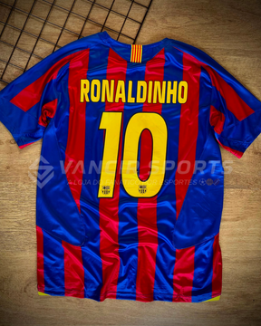 Camisa Barcelona Home Retrô 2005 - Ronaldinho - Pronta entrega
