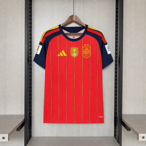 Camisa Espanha Home 2026 - 2 estrelas + Patchs Campeã Copa do mundo