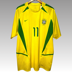 Camisa Brasil Home Retrô - 2002 Ronaldinho - Pronta entrega
