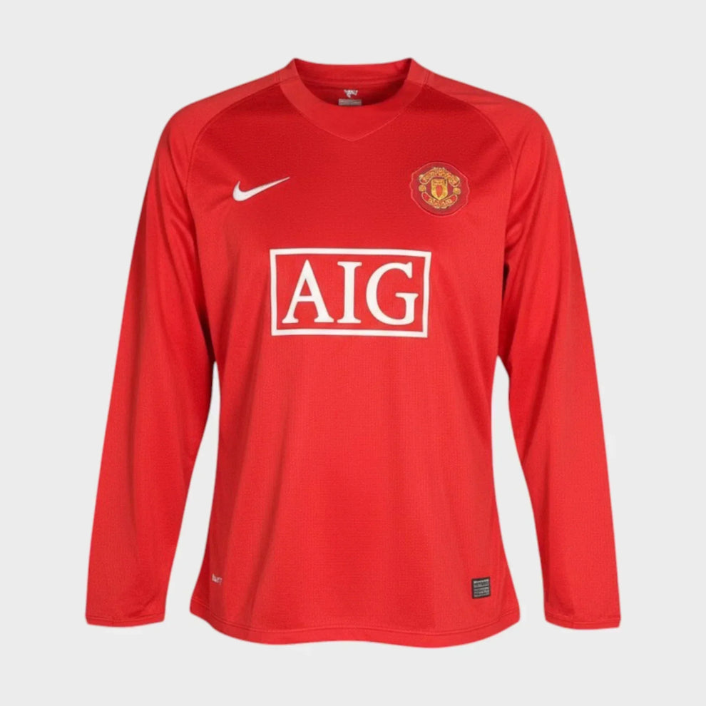 Camisa Manchester United Home 2007/08  Retrô Manga Longa Masculina