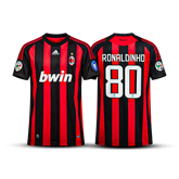 Camisa Retrô Milan Home 2008/09 + Patches Ronaldinho 80