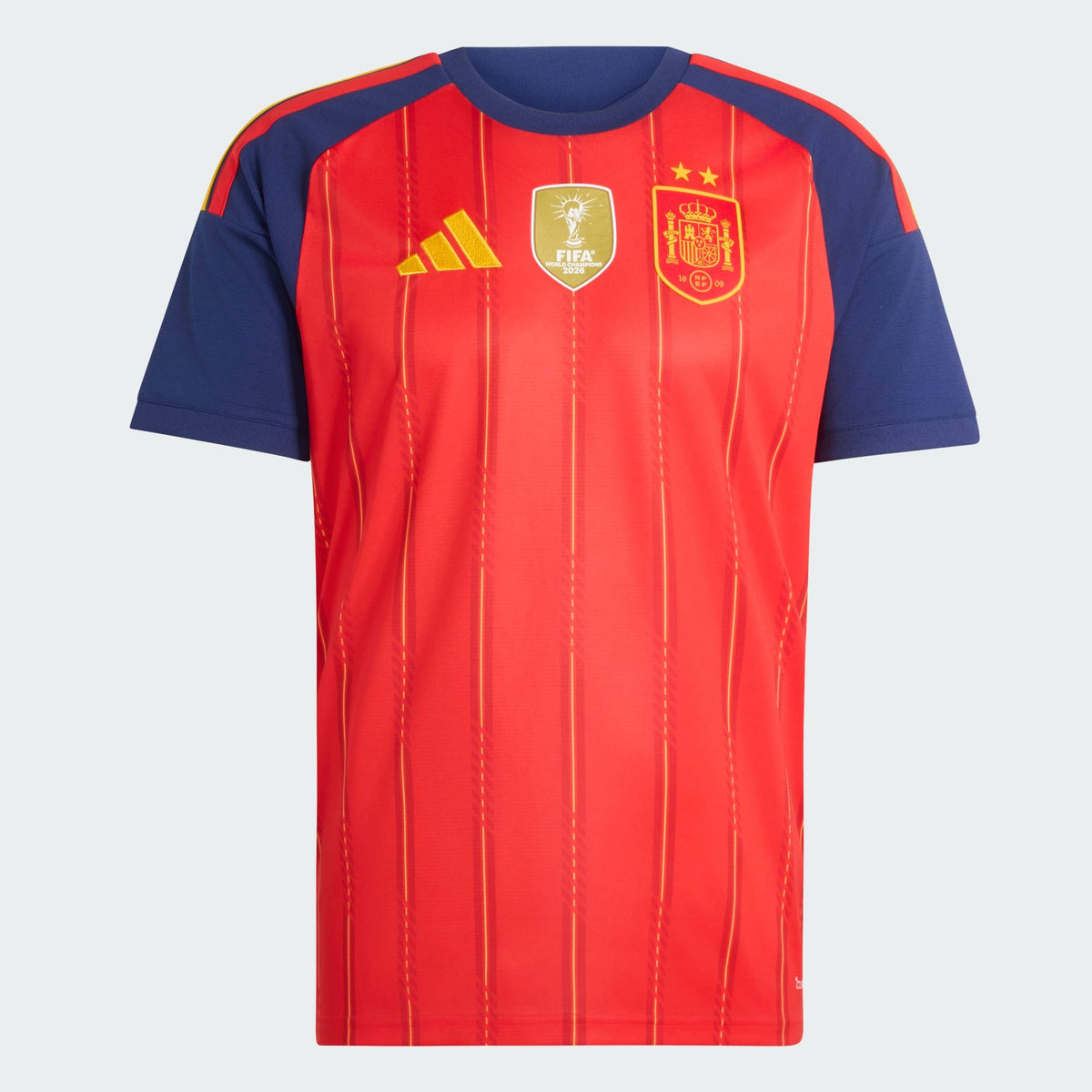 Camisa Espanha Home 2026 Torcedor Masculino - 2 estrelas + Patch Campeã da Copa do Mundo