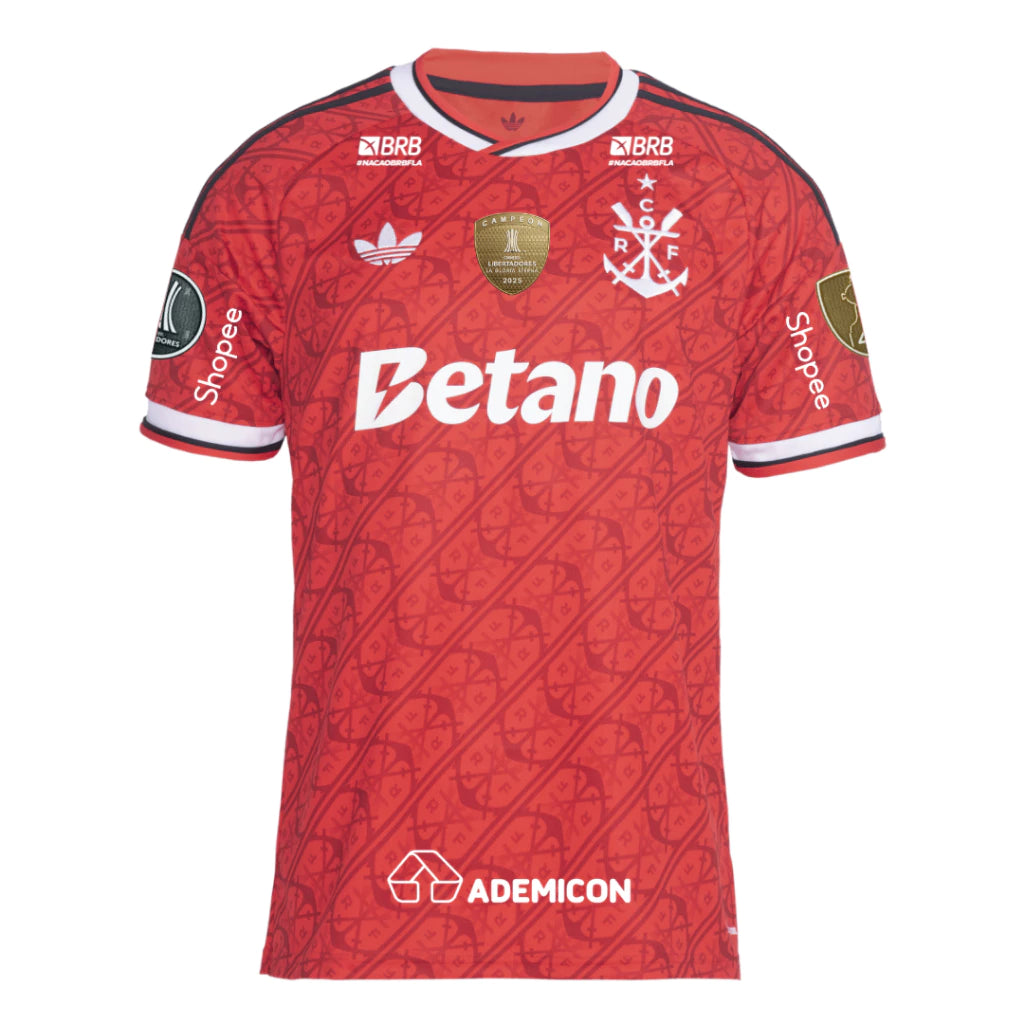 Camisa do Flamengo Manto 3 2026 - Todos os patrocínios com patchs libertadores