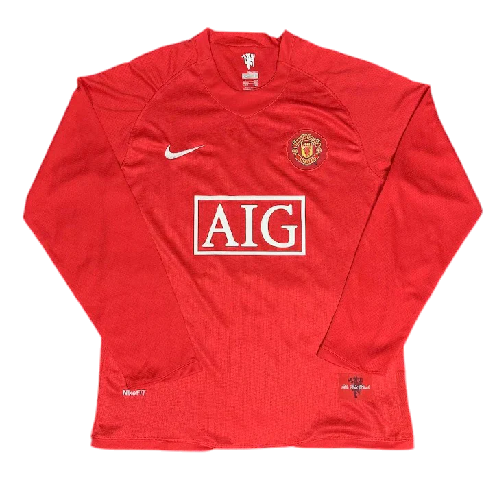 Camisa Manchester United Home 2007/08  Retrô Manga Longa Masculina